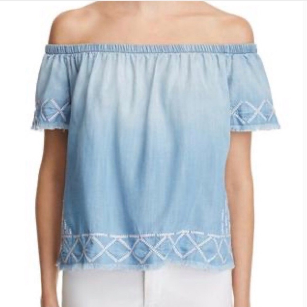 Bella Dahl Chambray Off the Shoulder Blue - S